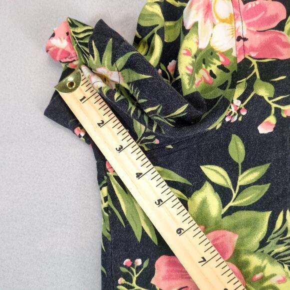 Analogy Black Tropical Button Up Rayon Shirt Women's Plus 1X Short Sleeve Casual - Picture 5 of 10